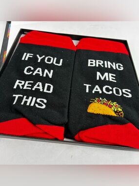 Happypop Socks “If You Can Read This; Bring Me Tacos” NIB Socks
